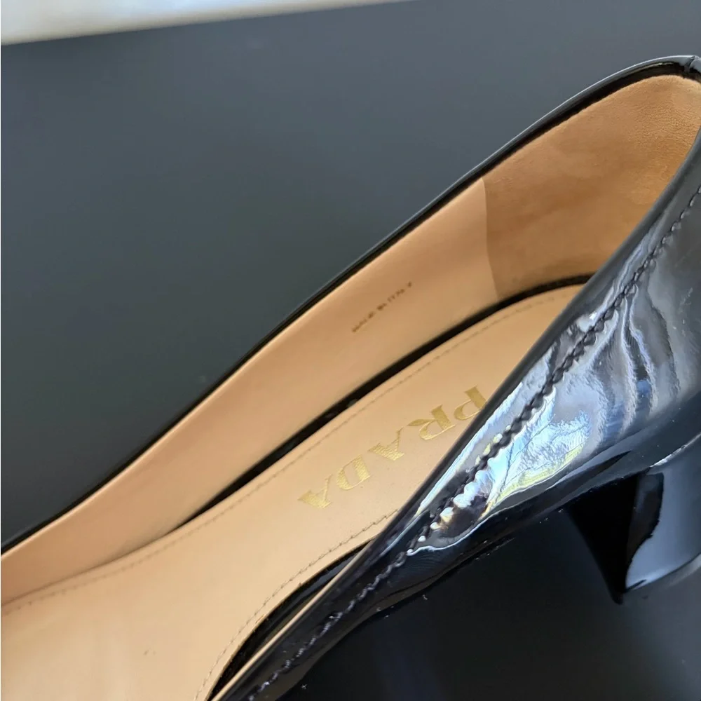 Prada Black Patent Leather Heels with Bow